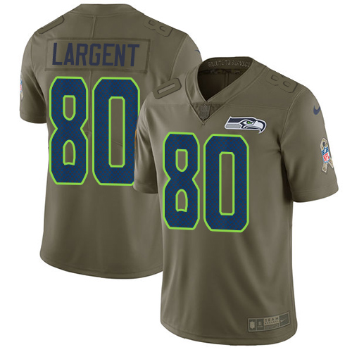 Nike Seahawks #80 Steve Largent Olive Men's Stitched NFL Limited Salute to Service Jersey